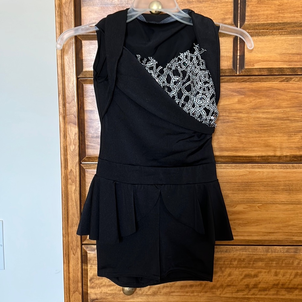 KELLE black dance costume, one piece shorts